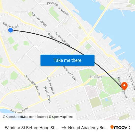 Windsor St Before Hood St (8562) to Nscad Academy Building map