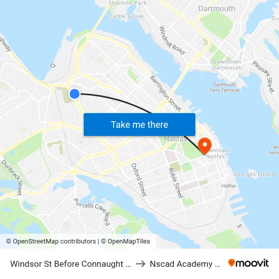 Windsor St Before Connaught Ave (8560) to Nscad Academy Building map