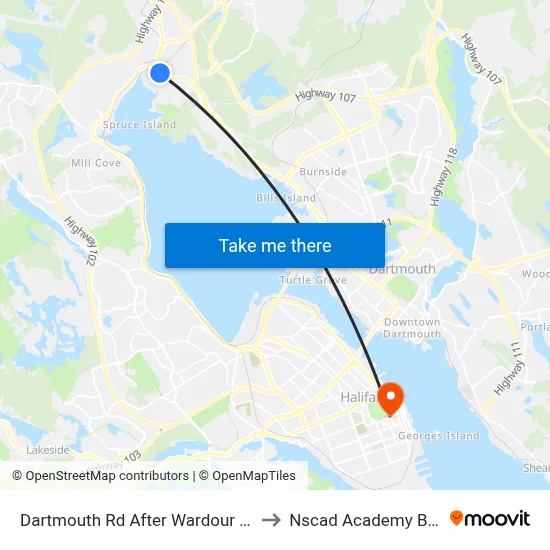 Dartmouth Rd After Wardour St (6557) to Nscad Academy Building map