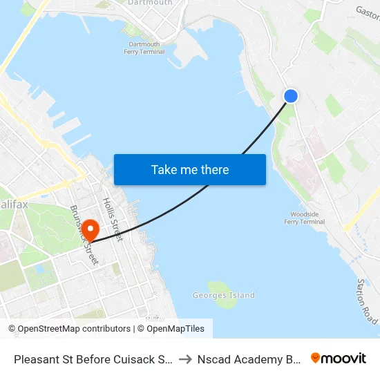 Pleasant St Before Cuisack St (7479) to Nscad Academy Building map