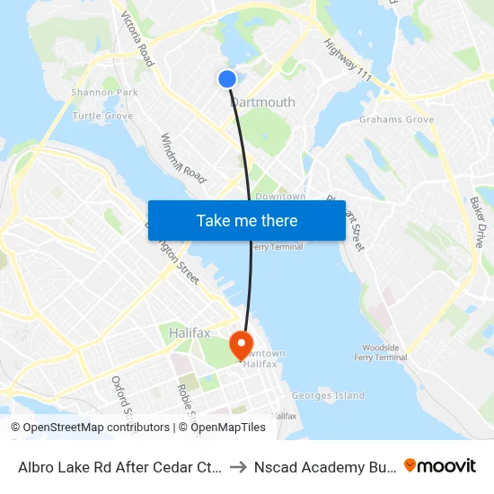Albro Lake Rd After Cedar Ct (6017) to Nscad Academy Building map