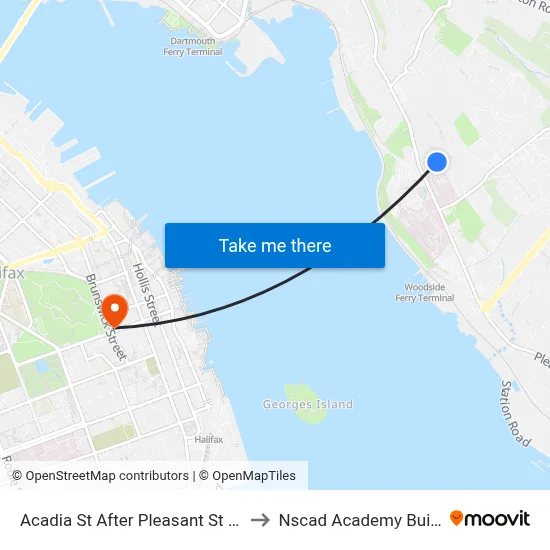 Acadia St After Pleasant St (7271) to Nscad Academy Building map