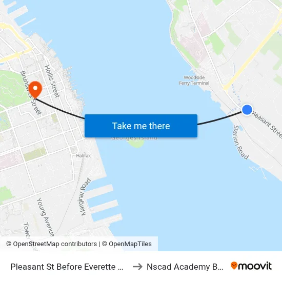 Pleasant St Before Everette St (7488) to Nscad Academy Building map