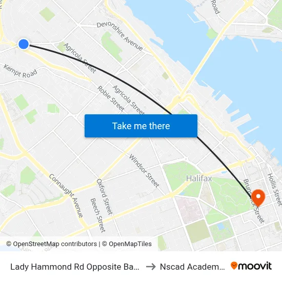 Lady Hammond Rd Opposite Basinview Dr (7088) to Nscad Academy Building map