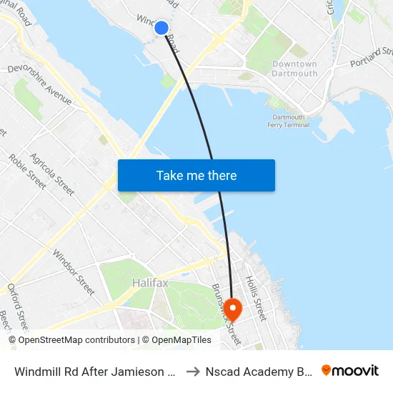 Windmill Rd After Jamieson St (8540) to Nscad Academy Building map