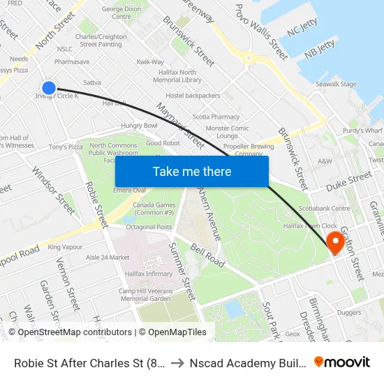 Robie St After Charles St (8178) to Nscad Academy Building map
