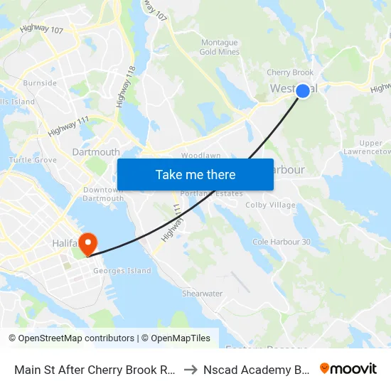 Main St After Cherry Brook Rd (6942) to Nscad Academy Building map