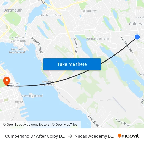 Cumberland Dr After Colby Dr (6541) to Nscad Academy Building map