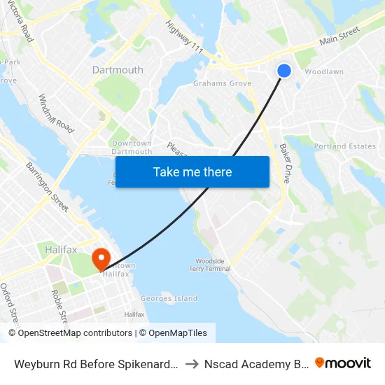 Weyburn Rd Before Spikenard St (8482) to Nscad Academy Building map