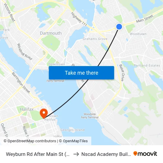 Weyburn Rd After Main St (8483) to Nscad Academy Building map