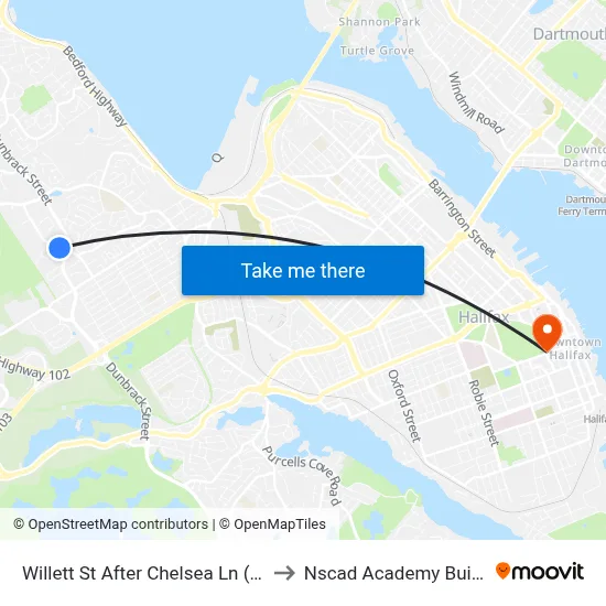 Willett St After Chelsea Ln (8489) to Nscad Academy Building map
