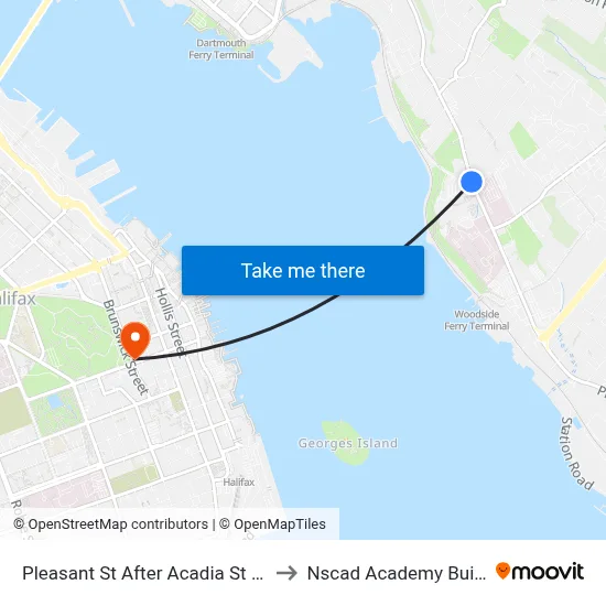 Pleasant St After Acadia St (7464) to Nscad Academy Building map