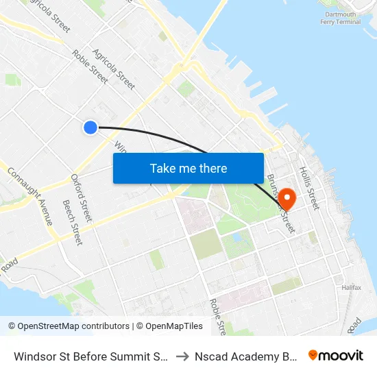 Windsor St Before Summit St (8569) to Nscad Academy Building map