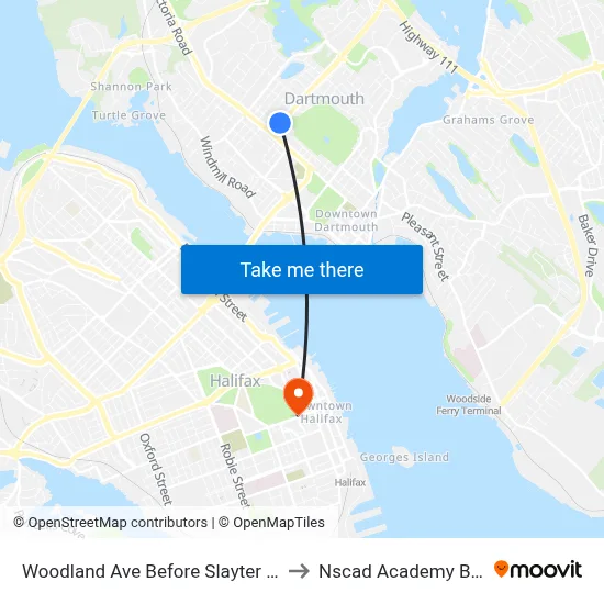 Woodland Ave Before Slayter St (2305) to Nscad Academy Building map