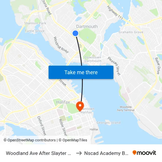 Woodland Ave After Slayter St (2306) to Nscad Academy Building map