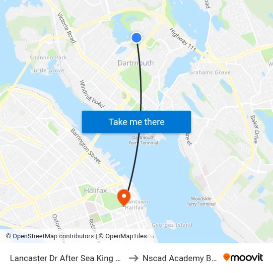 Lancaster Dr After Sea King Dr (2323) to Nscad Academy Building map