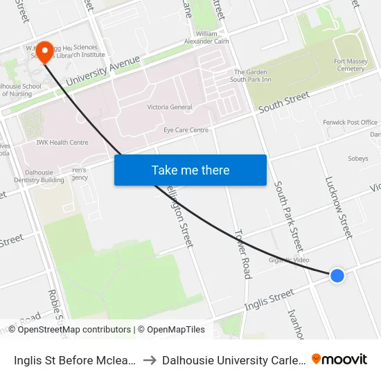 Inglis St Before Mclean St (6566) to Dalhousie University Carleton Campus map