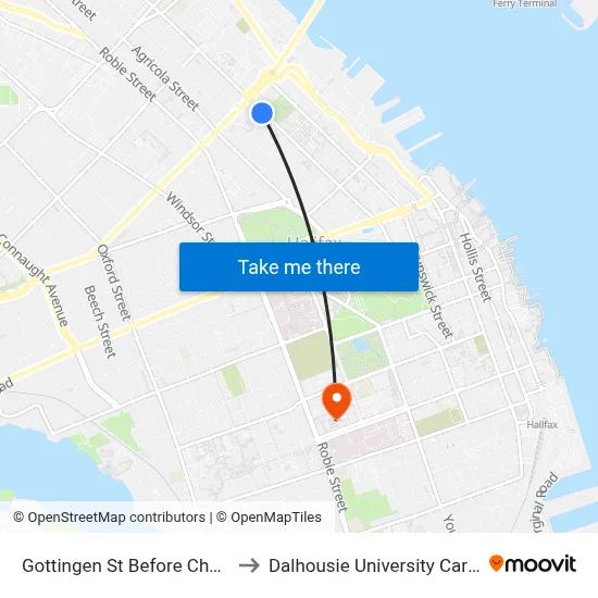 Gottingen St Before Charles St (2327) to Dalhousie University Carleton Campus map