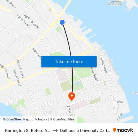 Barrington St Before Artz St (2333) to Dalhousie University Carleton Campus map