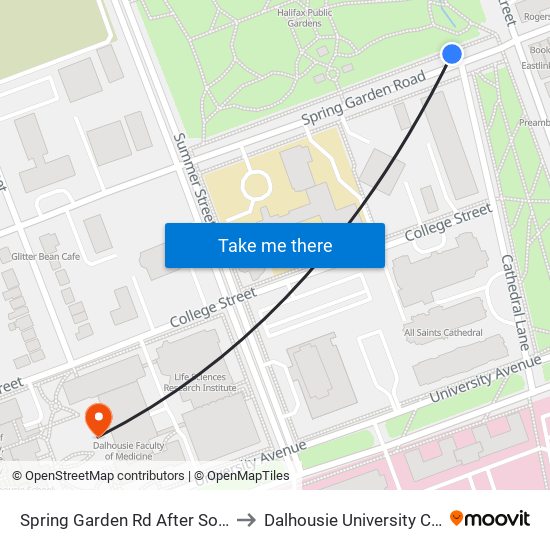 Spring Garden Rd After South Park St (8322) to Dalhousie University Carleton Campus map