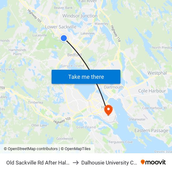 Old Sackville Rd After Hallmark Ave (2049) to Dalhousie University Carleton Campus map
