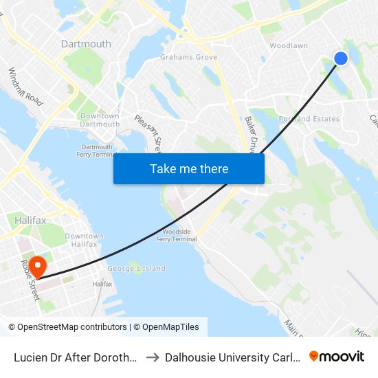 Lucien Dr After Dorothea Dr (2260) to Dalhousie University Carleton Campus map