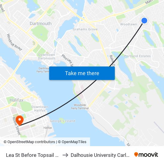 Lea St Before Topsail Blvd (2263) to Dalhousie University Carleton Campus map