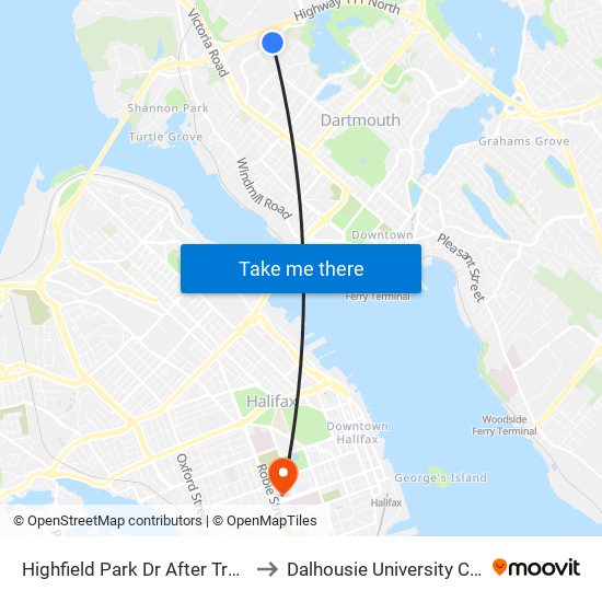 Highfield Park Dr After True North Cr (6927) to Dalhousie University Carleton Campus map