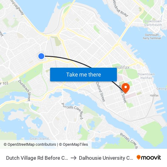 Dutch Village Rd Before Central Ave (6788) to Dalhousie University Carleton Campus map