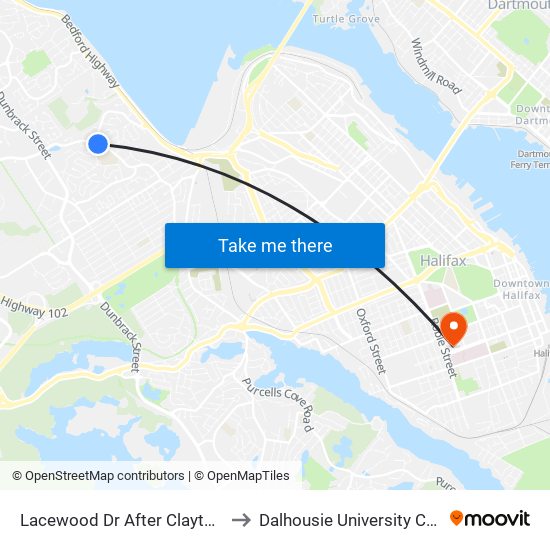 Lacewood Dr After Clayton Park Dr (7066) to Dalhousie University Carleton Campus map