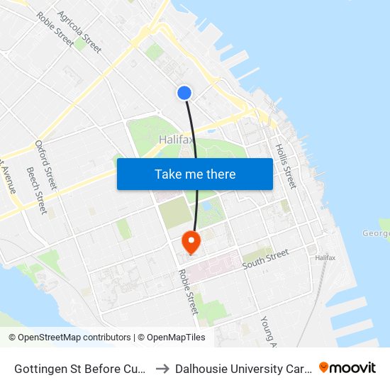 Gottingen St Before Cunard St (6779) to Dalhousie University Carleton Campus map