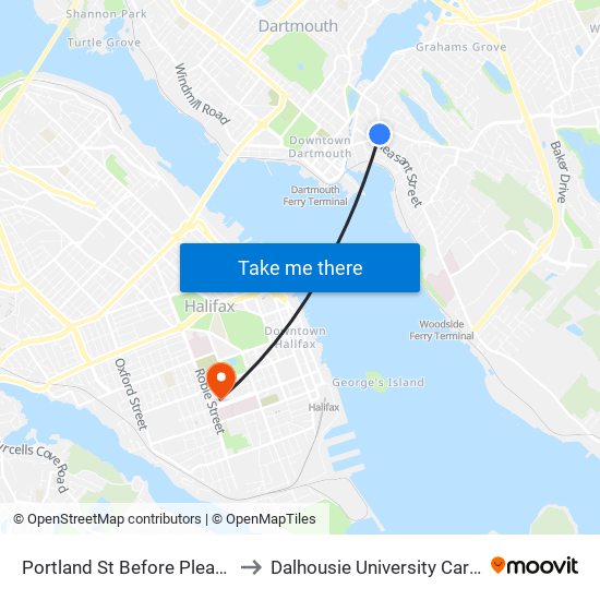 Portland St Before Pleasant St (8039) to Dalhousie University Carleton Campus map
