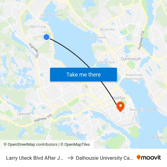 Larry Uteck Blvd After Jacob Ln (8882) to Dalhousie University Carleton Campus map