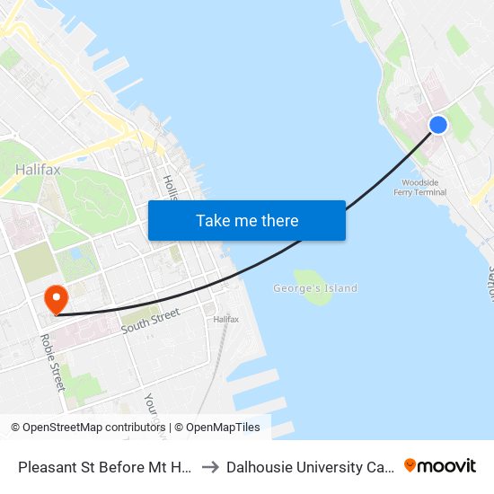 Pleasant St Before Mt Hope Ave (8017) to Dalhousie University Carleton Campus map
