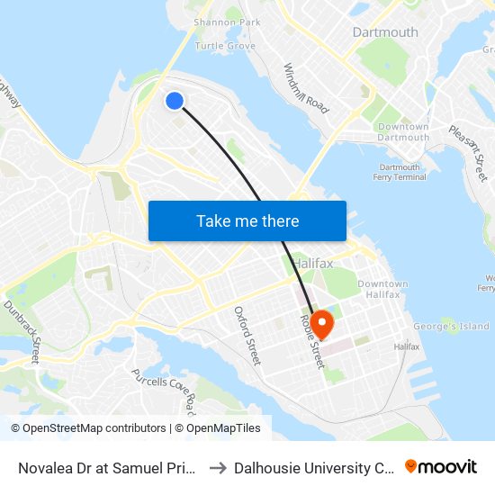 Novalea Dr at Samuel Prince Manor (7368) to Dalhousie University Carleton Campus map