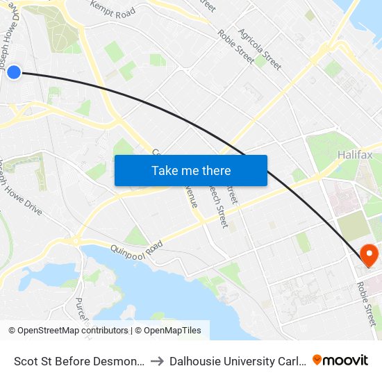 Scot St Before Desmond Ave (8262) to Dalhousie University Carleton Campus map