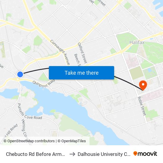 Chebucto Rd Before Armdale Rotary (6410) to Dalhousie University Carleton Campus map