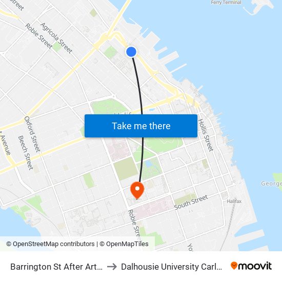 Barrington St After Artz St (6088) to Dalhousie University Carleton Campus map