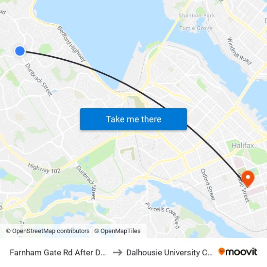 Farnham Gate Rd After Dunbrack St (6645) to Dalhousie University Carleton Campus map