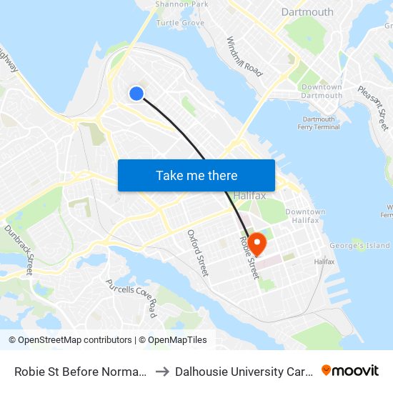 Robie St Before Normandy Dr (8212) to Dalhousie University Carleton Campus map