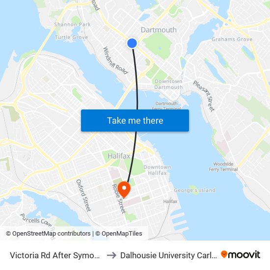 Victoria Rd After Symonds St (8425) to Dalhousie University Carleton Campus map