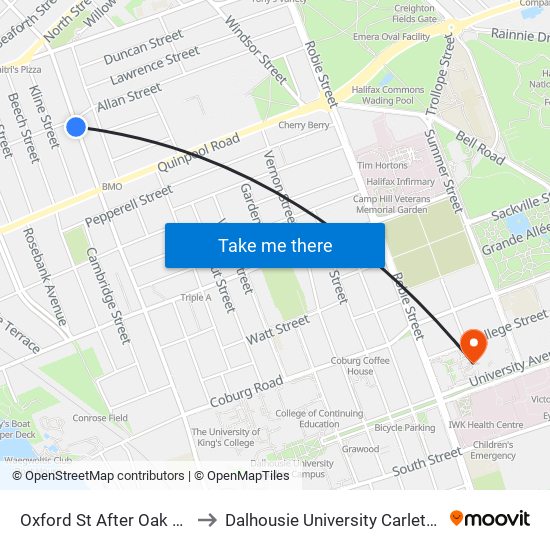 Oxford St After Oak St (7420) to Dalhousie University Carleton Campus map