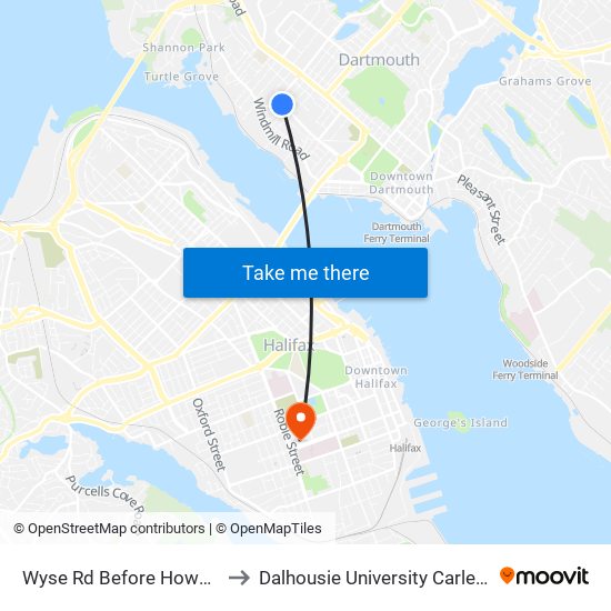 Wyse Rd Before Howe St (8622) to Dalhousie University Carleton Campus map