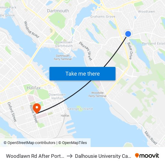 Woodlawn Rd After Portland St (8589) to Dalhousie University Carleton Campus map