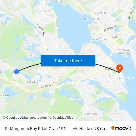 St Margarets Bay Rd at Civic 1917 (2330) to Halifax NS Canada map