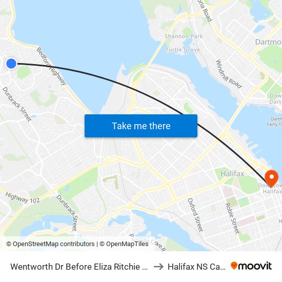 Wentworth Dr Before Eliza Ritchie Cr (2002) to Halifax NS Canada map