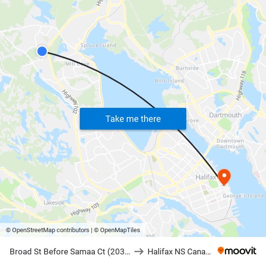 Broad St Before Samaa Ct (2031) to Halifax NS Canada map