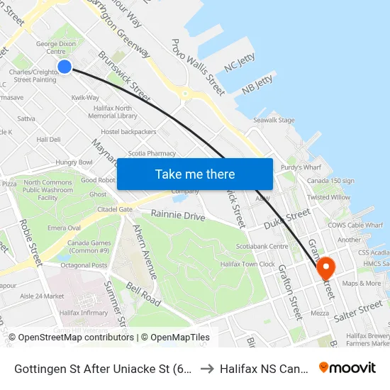 Gottingen St After Uniacke St (6787) to Halifax NS Canada map