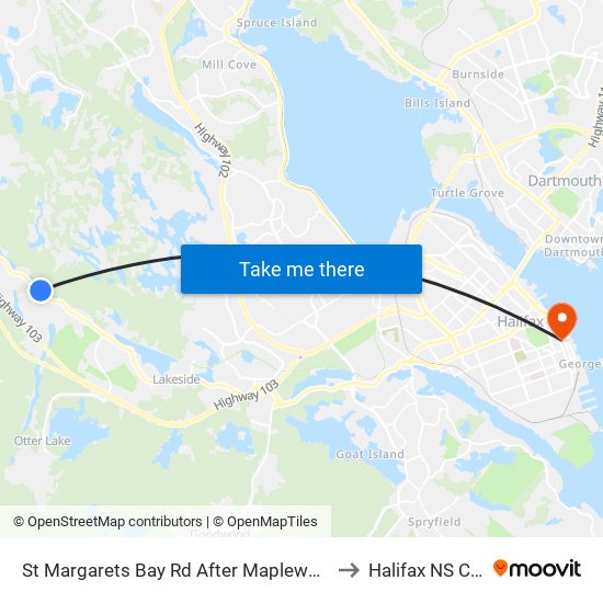 St Margarets Bay Rd After Maplewood Dr (6174) to Halifax NS Canada map