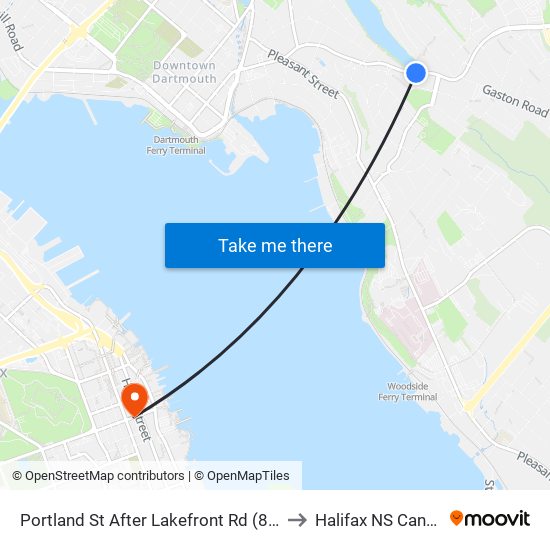 Portland St After Lakefront Rd (8042) to Halifax NS Canada map